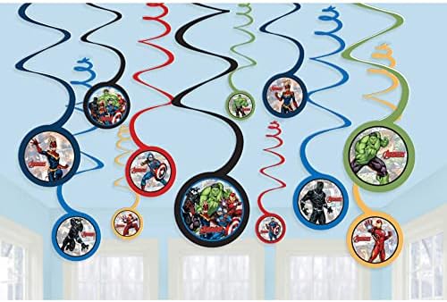 Окачени Реактивни украса amscan Marvel Отмъстителите Powers Unite - Различни проекти, 12 бр.