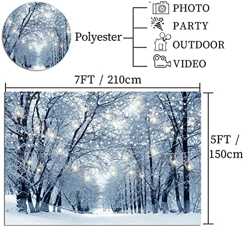 Фон за Снимки на Сцената на Зимната Страна на Чудесата 7x5 фута, Снежинка, Дърво В Хълбока, Пейзаж, Заснеженный