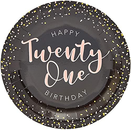 Лъскава Хартия тарелочки с конфети за парти в чест на 21-ви рожден ден (9 Инча, 80 опаковки)