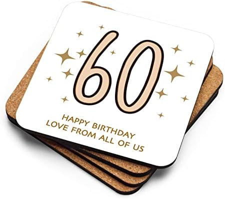 XIKAINUO 4 Бр Matte Квадратна Стойка Подарък за Рожден Ден за 60 Години, С 60-годишнината Поставки за Чаши за