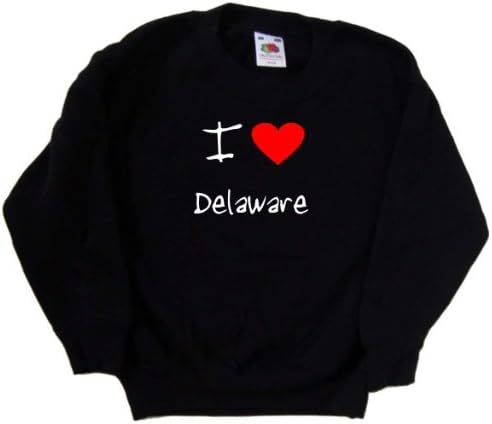 Черна детска Hoody I Love Heart Delaware