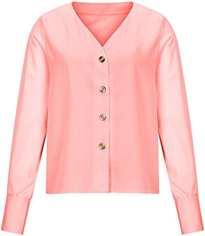Amikadom Розови Ризи с копчета за Юноши и девойки, Блузи с дълъг ръкав, Шифоновые Ризи Свободно намаляване с