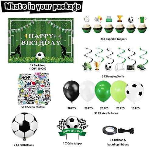 Украса за футболен рожден ден, 178 бр., тематични футболна топка, аксесоари за парти за момичета, детски банери,