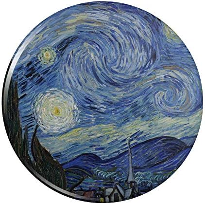 Звездна нощ Винсент ван Гог Компактен Имат Чанта с Ръчно Козметично Огледало За Грим - Диаметър 3 инча