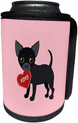 Опаковка за шише - охладител 3dRose Black Chihuahua Valentine XOXO Dog - Can Cooler (cc_354277_1)