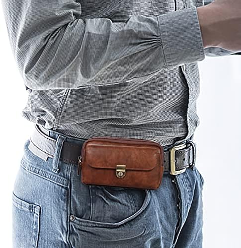 Мъжки Кобур с два джоба за телефон 7,2 инча, Кожена Поясная Кобур за мобилен телефон За iPhone 11 Pro Max, 12