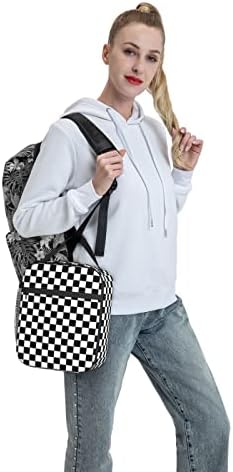 Черно-Бяла Чанта за Обяд в шахматна дъска модел, Многократно Изолирани Чанти За Обяд, Ланчбокс С Подвижна Дръжка,