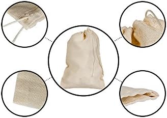 Памучни муслиновые чанти 50 броя (3 x 5 инча) (7 х 12 см) с лавандулово подолом, Натурална двойна длъжен, Произведени