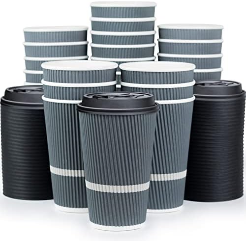За еднократна употреба чаши кафе на Glowcoast с капаци - 16 грама в опаковка (70 бр.). Големи пътни чаши запазват