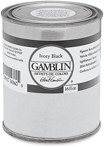Банката Маслен цвят Gamblin Artist39;s Обем 16 унции - Черен, Слонова кост