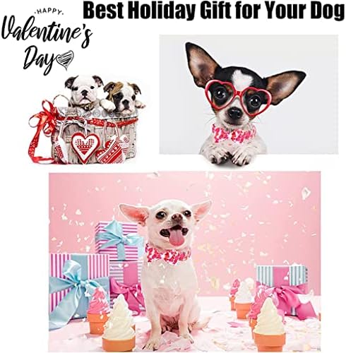 Нашийник за кучета HFDGDFK Pink Valentine Heart с папийонка, Нашийник за кучета-Голям Среден размер (Size: X-Large)