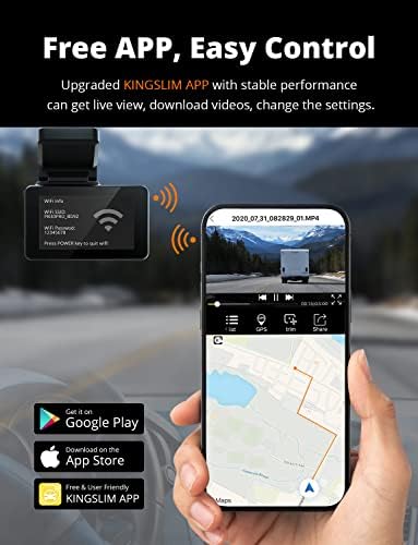 Kingslim D4 с двойна видеорегистрацией 4K с вграден Wi-Fi, GPS, предна камера за 4K / 2,5 K гърба с двоен видеорегистрацией