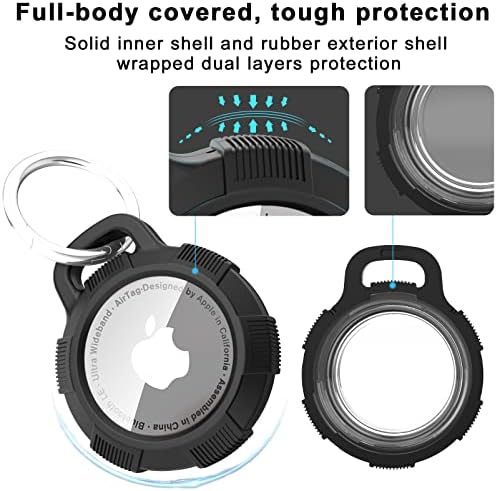 [4 опаковки] Калъф за ключодържател-притежателя на SEVROK AirTag Holder, Здрава прозрачна обвивка за защита