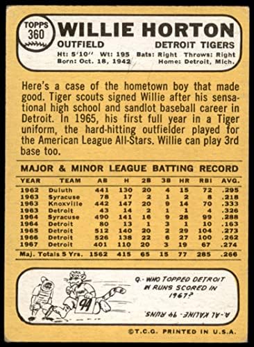 1968 Topps 360 Уили Хортън Детройт Тайгърс (Бейзболна картичка) VG Тайгърс