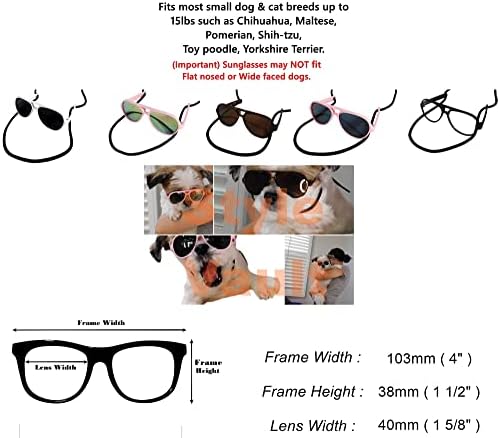 Очила за костюми Летец за кучета и котки G030 за малки породи с тегло до 15 кг (черно-прозрачен)