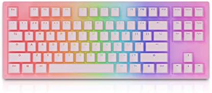 Жичен механична клавиатура EPOMAKER AKKO Sakura 87 клавиши RGB с Акрилни Прозрачна обвивка, капачки за комбинации