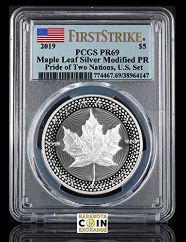 2019 Pride of Two Nations Американски комплект Silver Canadian Maple Leaf PCGS First Strike АМЕРИКАНСКИ набор