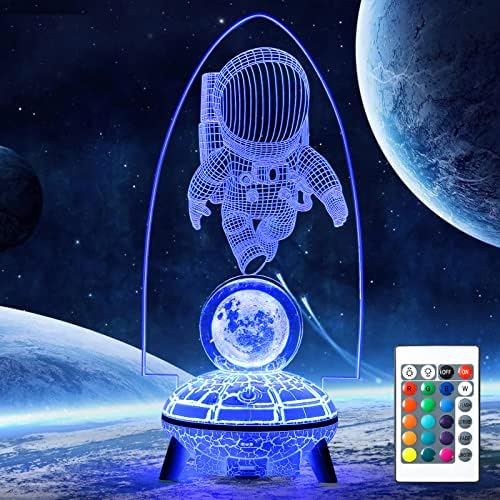 BFAZKXY 3D лека нощ с Астронавтите, Ходящими на Луната, за деца, на Лунна Светлина, 16 Цвята, Илюзорен Лунен