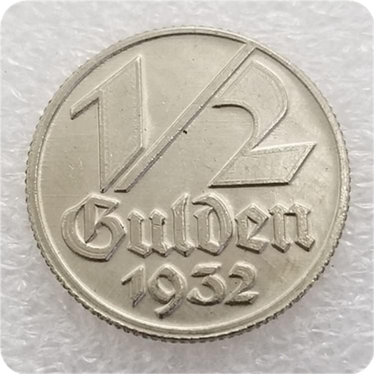 Старинни Занаяти Русия Полша 1932 Никелова Монета 1/2 Гулдена Сребърен долар