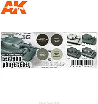 Комплект акрилни бои AK 3Gen AVF AK11642 Modulation German Panzer Сив 3G (4x17 мл)