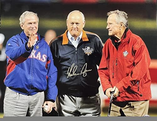 Нолан Райън Подписа Техасских президенти 16x20 Днк Psa Aj99577 Тексас Рейнджърс - Снимки на MLB с автограф
