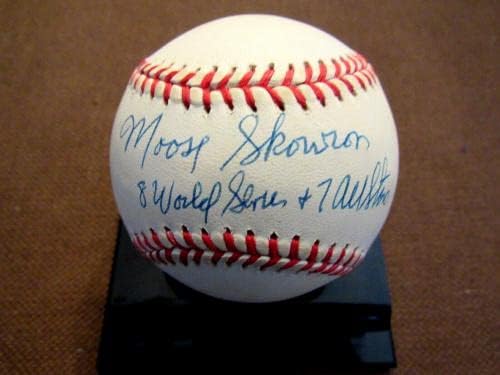 Moose Скоурон 8x Световните серии 7x Всички звезди Янкис Подписаха Авто Oal Baseball Jsa - Бейзболни топки с