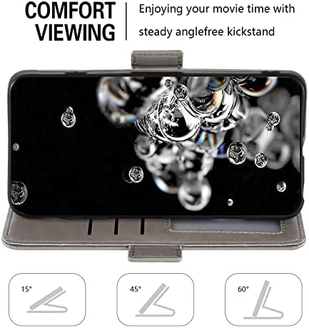 Asuwish е Съвместим с Samsung Galaxy S20 Ultra Glaxay S20ultra 5G Чанта-портфейл от закалено Стъкло, Защитно