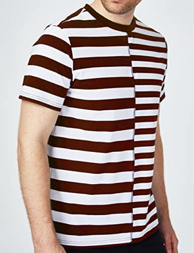 SSLR-Мъже-Тениски-Риза в червено-бяло райе с къс ръкав и лесно яка-часова
