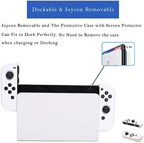 УНИВЕРСАЛЕН Закрепляемый калъф за Nintendo Switch OLED модел 2021 - Приятен Защитен калъф за Nintendo Switch OLED дисплей 7 Инча и контролер Joy-Против с защитно фолио за екрана и дръжки з