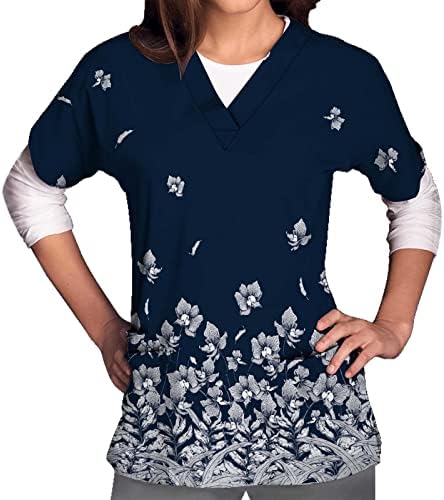 Дамски Блузи-Търкане на Размера на Плюс с Анимационни Модел, Тениска с Имитация на Врата и Къс Ръкав, Извънгабаритни