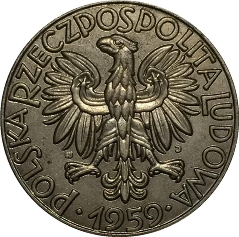 Полска Монета 1959 Г., Антични Монети от Никел, Обмяна на Възпоменателна Монета, Събиране на монети