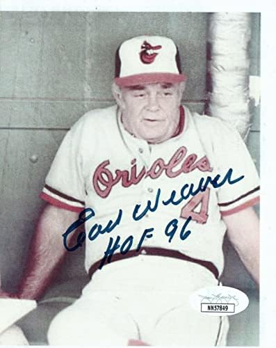 Ърл Уивър Подписа Снимка с размери 4,5 x 5,75 с JSA COA - Снимки на MLB с автограф