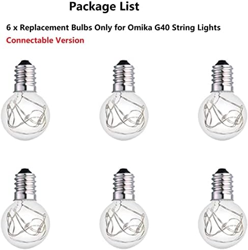 OMIKA 6 Броя Сменяеми лампи G40 за 2-Жични Гирлянди G40, Променящия цвят - Версия с връзка 12