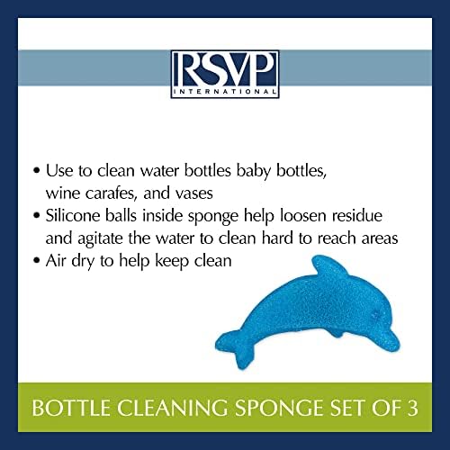 RSVP International многократна употреба Комплект за почистване на бутилки / Буркани, Силиконови Топчета С Гъба,