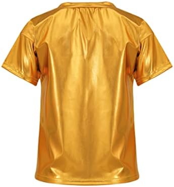 Hansber/ Бебешки Тениски с лъскав метален дизайн За Момичета и момчета, Танцови Блузи с къс ръкав, С костюм