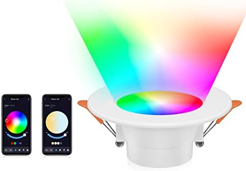 4-Инчов led лампа, вградена в тавана лампа Smart Bluetooth, Пълноцветно затъмнение RGB + 2700-6500 ДО, контролирано