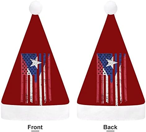 Коледна шапка с флага Пуерто-Рико, шапка на Дядо Коледа, забавни коледни шапки, шапки за празнични партита за