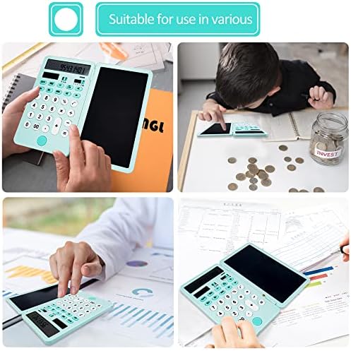 Калкулатор VEWINGL с бележник, 12-цифров настолен калкулатор с голям дисплей, двойна захранването, акумулаторна