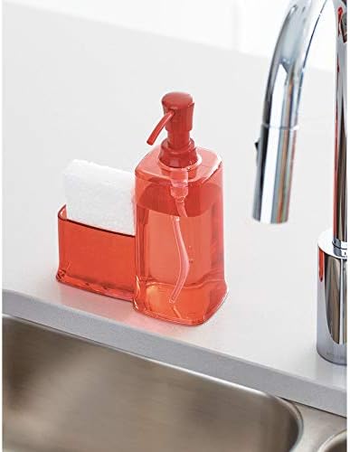 Пластмасова помпа IDesign Vella с Дозатор сапун Кутийка с Отделения за съхранение за Баня, Кухненски Плотове,