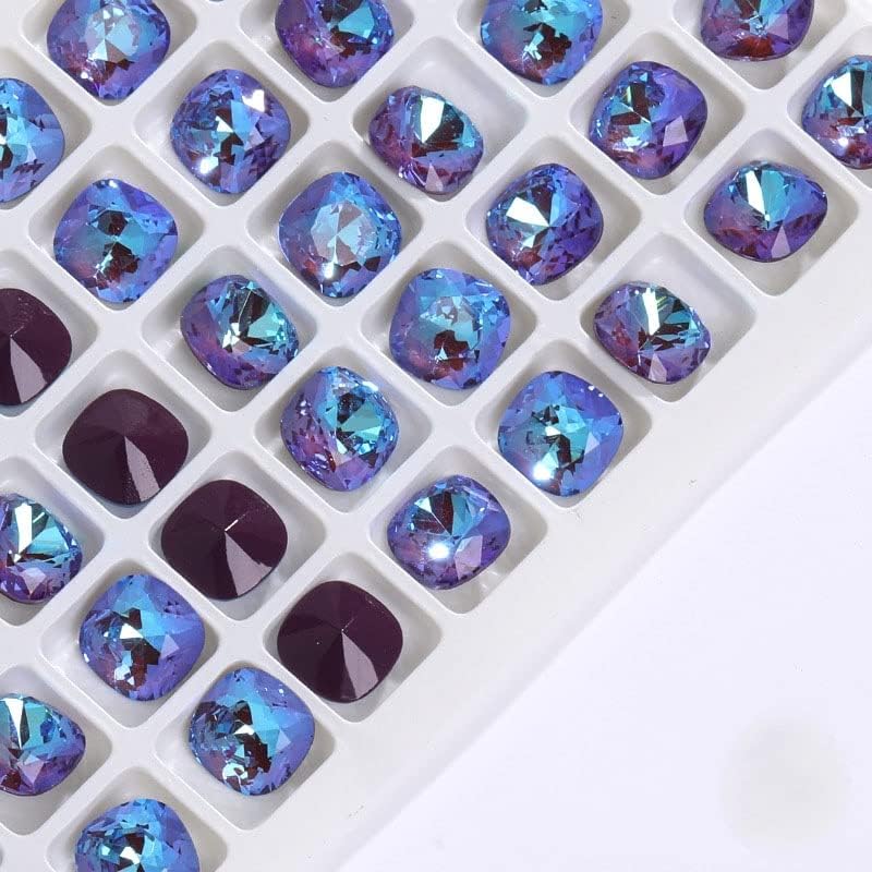 Квадратни Флуоресцентни Блестящи Кристали цвят Мока с Остри Облегалка, Аксесоари за дизайн на ноктите, Бижута