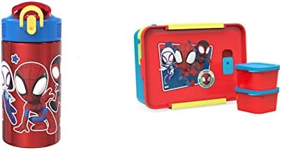 Zak Designs Marvel Spiderman 18/8 Одностенная Детска Бутилка за вода От Неръждаема Стомана и Множество Пластмасова