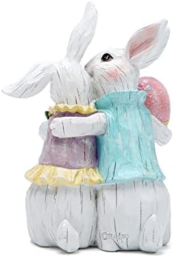 Hodao Комплект от 2 Великденски Зайчета, Декорации за Двойки, Пролетни Великденски Зайчета, Фигурки, Настолни
