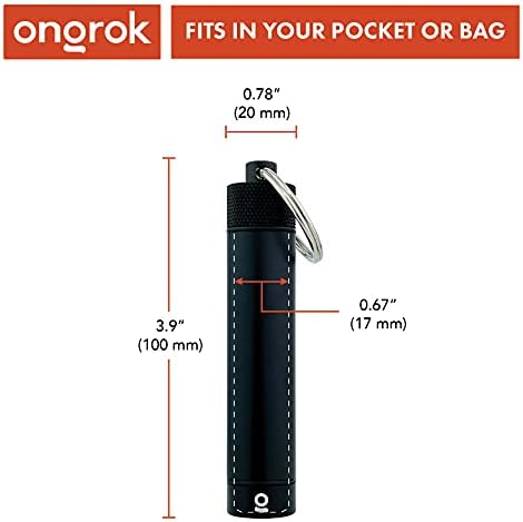 Тръба за съхранение на ONGROK Premium, Ключодържател, Джобен размер, Херметичен, Алуминий Метален Държач и калъф (черен)