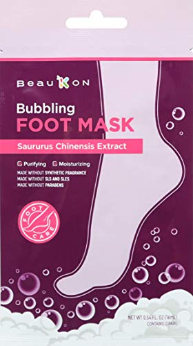 Почистваща и хидратиращи маска за крака BeauKON Bubbling, изработени без синтетични ароматизатори, SLS, SLES,