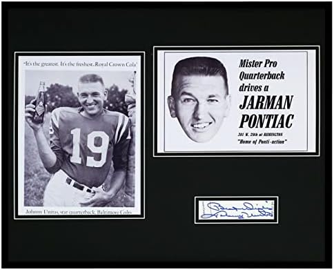 Джони Юнитас с Автограф, В рамката на 16x20 Кока-кола / Phototypesetting Pontiac JSA Colts - Снимки NFL с автограф