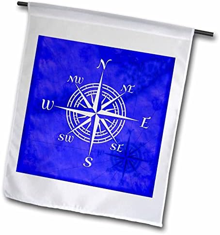 3dRose Класически бял морски компас с розов дизайн за плаване за моряците. - Знамена (fl_352667_1)