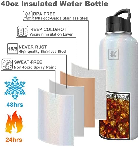 Запечатани Бутилка за вода от неръждаема стомана Koeka с вакуумна изолация, запазва топло и студено, Термокружка