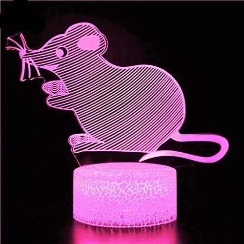 Jinnwell 3D Мишка Нощно Лампа Илюзия 7 Цвята което променя Сензорен Прекъсвач Тенис на Украсата на масата Лампи