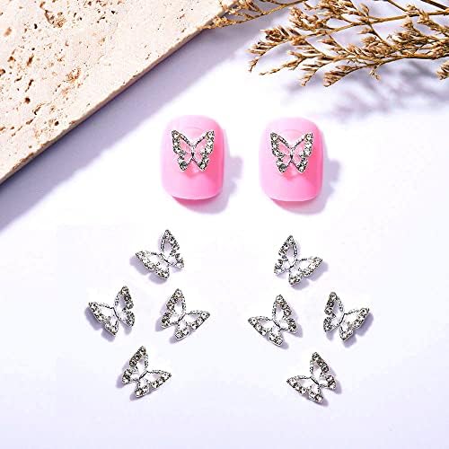 3D Окачване за нокти с пеперуди от сплав, 10шт Метални Висулки за Нокти с Пеперуди, Кристали за Нокти, Блестящи