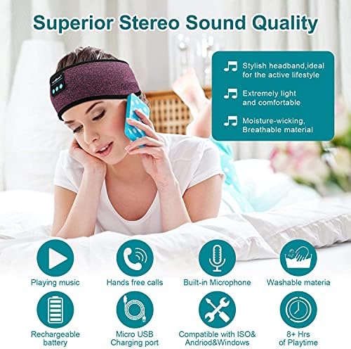 Слушалки MUSICOZY Sleep с Bluetooth-превръзка на главата, Маска за сън С Bluetooth-слушалки за сън, Спортни